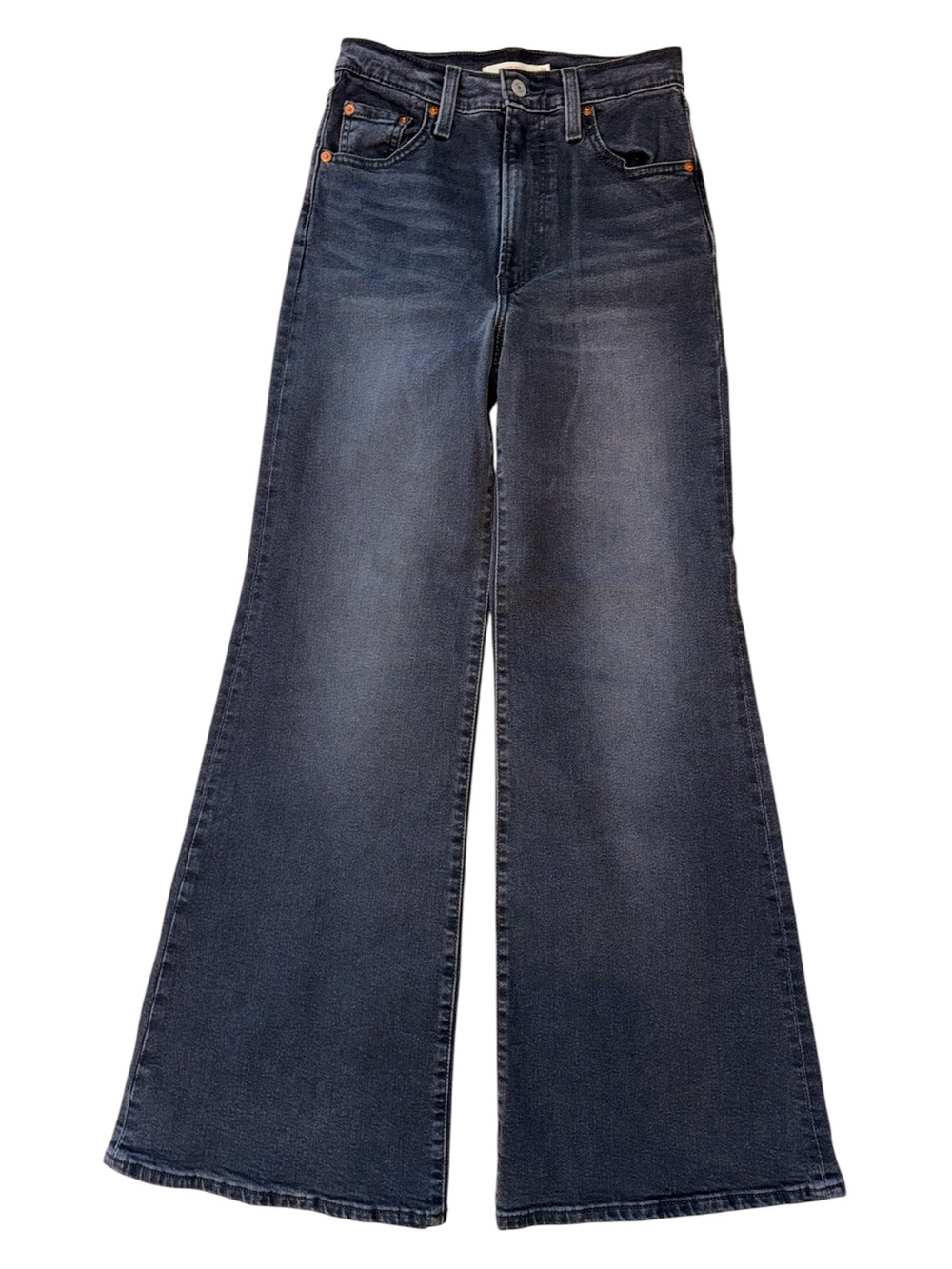 Levi’s Ribcage Bell Bottom Jeans High Rise Flare Black W26 L32 EUC